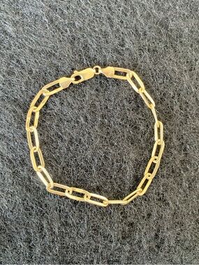 14K Gold Paperclip Chain Bracelet - Women's Jewelry